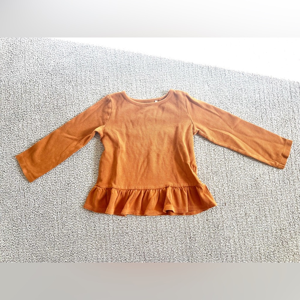 5T Oliver and Rain Camel Long Sleeve Ruffle Shirt